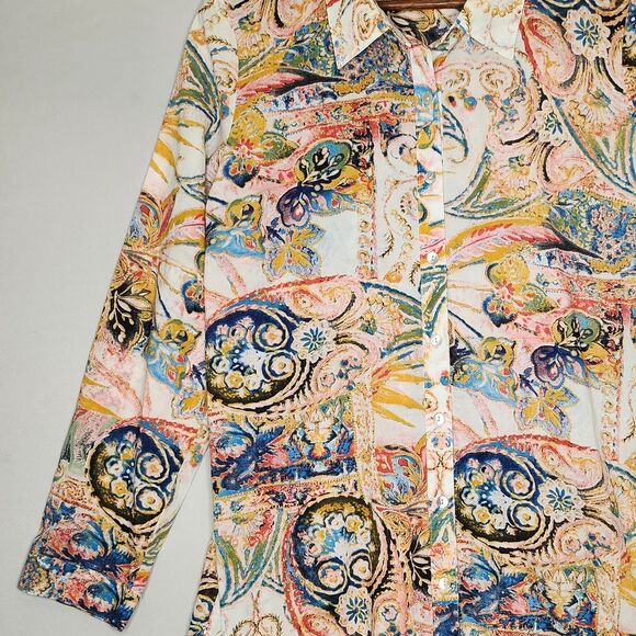 Soft Surroundings Top Large Multicolor Paisley Kira Long Sleeve Button Up Shirt‎ - Picture 4 of 7